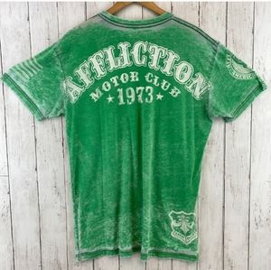 Affliction Green American Customs Motor Club Burnout XL short sleeve T-shirt